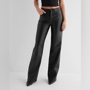 High Waisted Faux Leather Wide Leg Pant